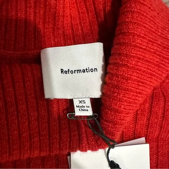 NWT Reformation Ozzy Regenerative Wool Sweater Dress size XS SUNDRIED TOMATO new - Picture 8 of 11